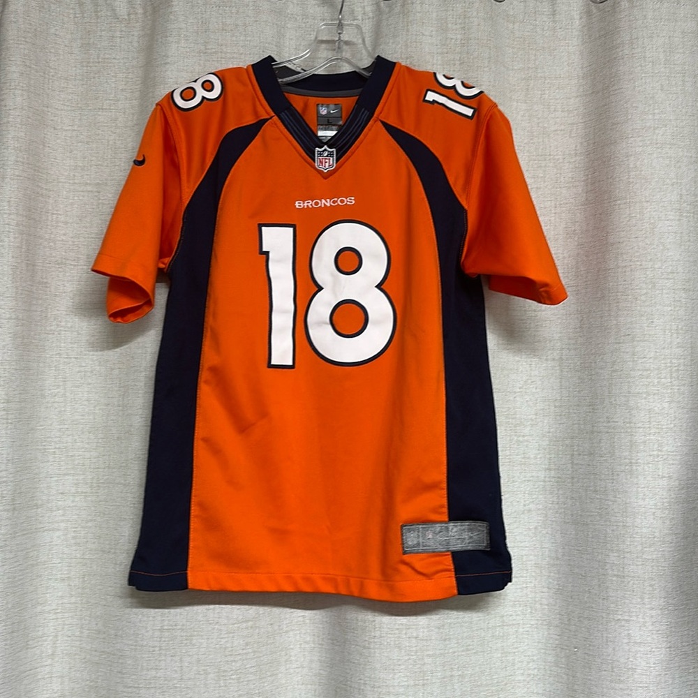 ** SALE ** NFL Players BRONCOS 18 orange blue jersey T shirt MANNING boys NIKE